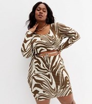 New Look Curves Brown Zebra Print Strappy Cut Out Mini Dress